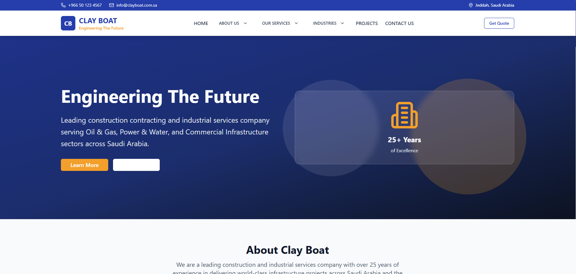 Clay Boat – Construction & Engineering Company Website